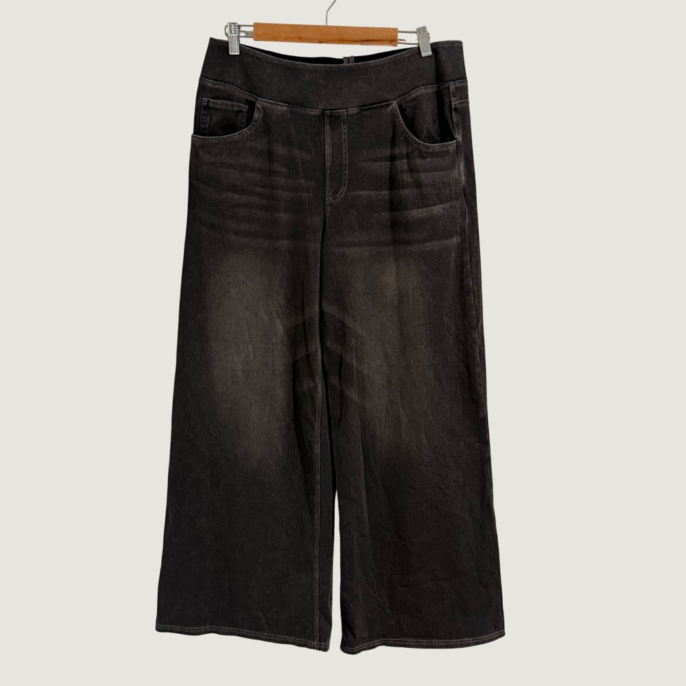Halara Wide Leg Jeans Women XL Petite Black Baggy Pull On Stretch Denim Y2K